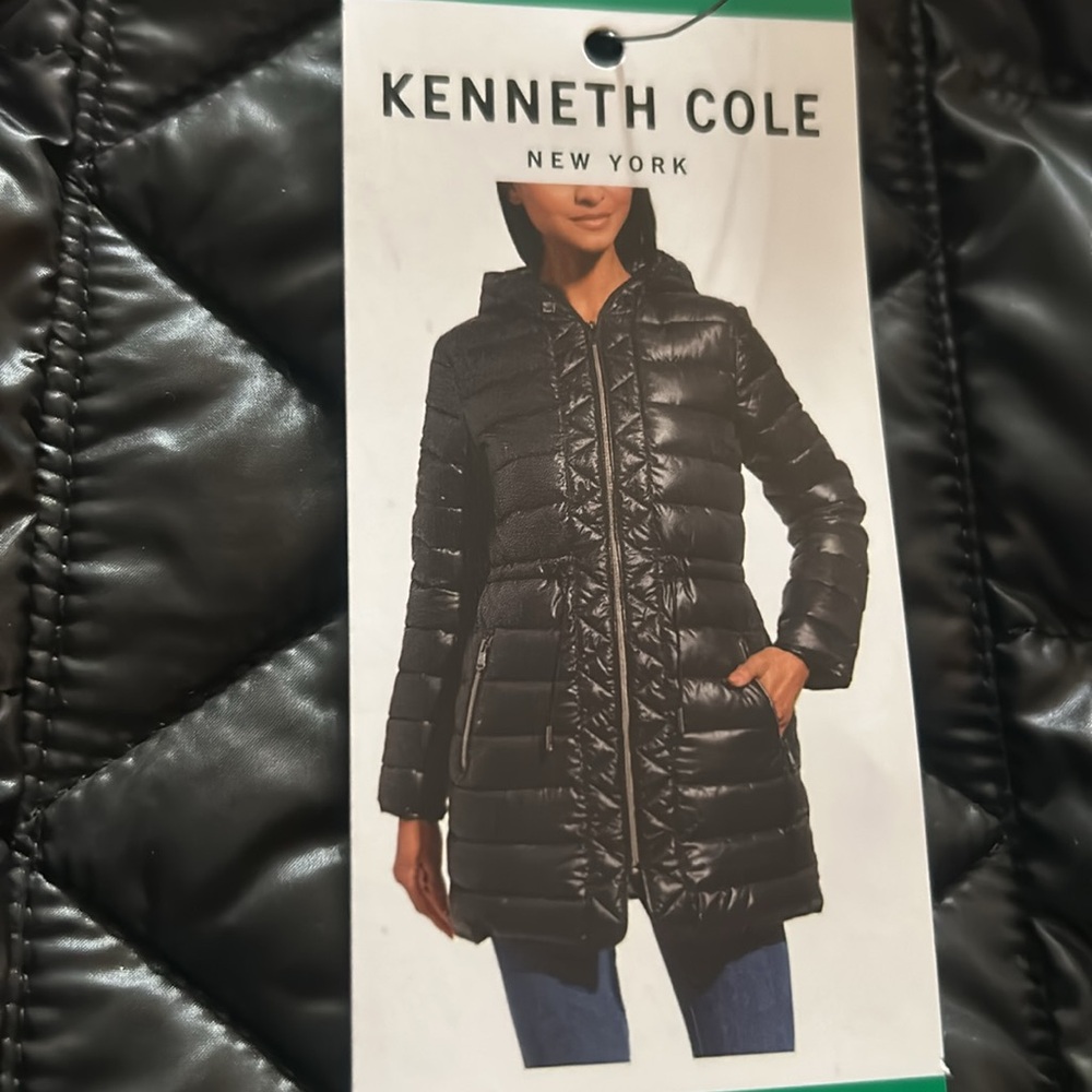 Kenneth Cole New York Full Zip Puffer Jacket with Hood Black Size XL